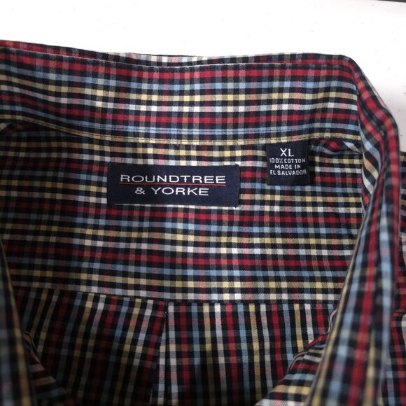 Button Long Sleeve Collared Shirt MensXL Colorful Plaid Lightweight Cotton Dress - Picture 3 of 16